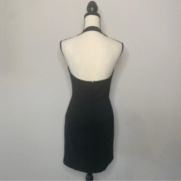 Cache Vintage Black Halter Neck Open Back Mini Dress - Picture 9 of 13